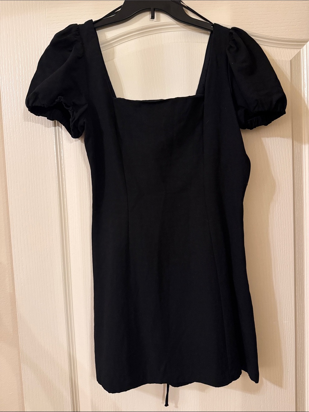 Zara Black Mini Dress with Puff Sleeves - 100% Cotton